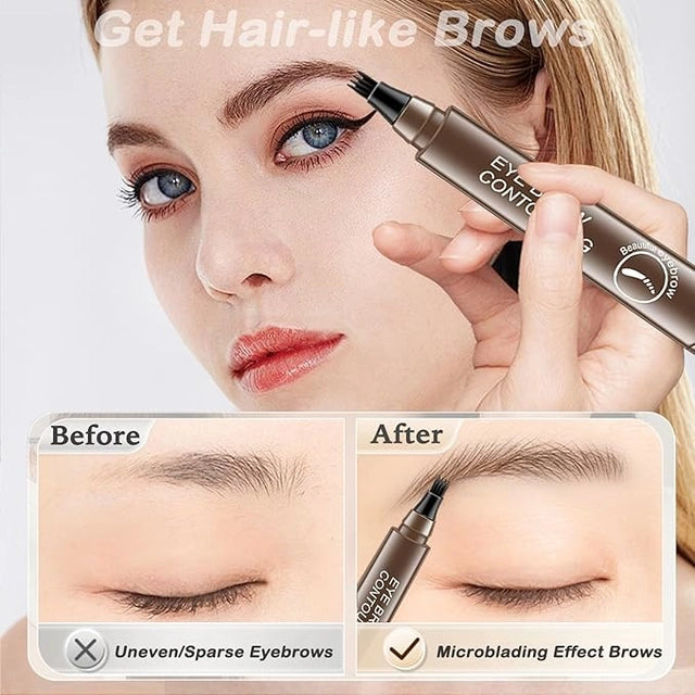 Waterproof Microblading Eyebrow Pencil with Micro-Fork Tip, Pack of 2